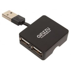 Концентратор USB 2.0 Ginzzu, 4 порта, черный (GR-414UB)