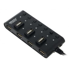 Концентратор USB2.0 HUB 7 портов Ginzzu GR-487UB черный