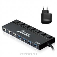Разветвитель Ginzzu GR-388UAB USB 3.0, 859208, черный