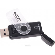 Картридер Ginzzu GR-322B с интерфейсом USB 3.0, SD/SDXC/SDHC/MMC и 2 x microSD/microSDXC/microSDHС, черный, блистер
