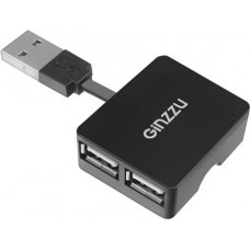 Концентратор USB 2.0 Ginzzu, 4 порта, черный (GR-414UB)