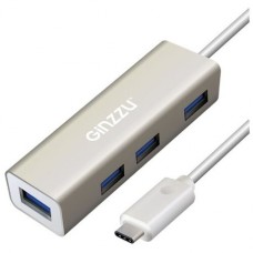 USB-концентратор Ginzzu GR-518UB, разъемов: 4, серебристый