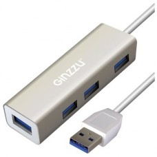 USB-концентратор Ginzzu GR-517UB, разъемов: 4, серебристый