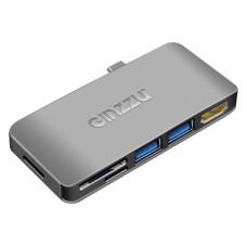 Карт-ридер Ginzzu EXT GR-866UB USB Type-C - HDMI/2xUSB 3.0/microSD/SD Grey 17437