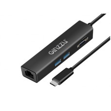 Карт-ридер Ginzzu EXT GR-568UB USB Type-C - RJ45+2xUSB 3.0/microSD/SD Black 17433
