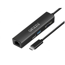 Карт-ридер Ginzzu EXT GR-565UB USB Type-C - USB 3.0/USB 2.0/RJ45/microSD/SD Black 17430
