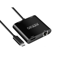 Аксессуар Ginzzu USB Type-C - LAN RJ45 / HDMI / Audio 25cm GC-878HVC