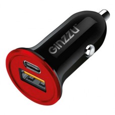 Автомобильное зарядное устройство GINZZU GA-4504UB, USB + USB type-C, 3A, черный/красный