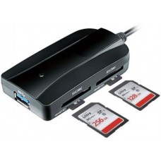 Картридер внешний Ginzzu GR-317UB USB 3.0-SDXC/SD/SDHC/MMC/MS/microSD/M2 + 3xUSB 3.0 HUB черный