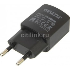 Сетевое зарядное устройство GINZZU GA-3004B, USB, microUSB, 1.2A, черный