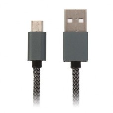 Кабель Ginzzu, USB - micro USB, 0.15 м, нейлоновая оплётка, черный