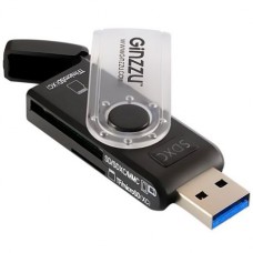 Картридер Ginzzu GR-322B с интерфейсом USB 3.0, SD/SDXC/SDHC/MMC и 2 x microSD/microSDXC/microSDHС, черный