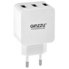 Сетевое зарядное устройство Ginzzu, 3xUSB, 3.1A белое (GA-3315UW)