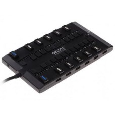 Концентратор USB Ginzzu GR-328UAB 28 портов черный + адаптер
