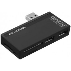 Картридер универсальный Ginzzu GR-561UB черный USB 2.0, SD/SDXC/SDHC/MMC, 2 слота - microSDXC/SDXC/SDHC + порт USB 3.0 + порт USB 2.0